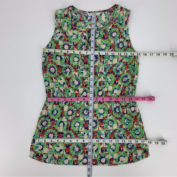 Cabi Green and Purple Vintage #316 Kaleidoscope Sleeveless Blouse, XS - Picture 15 of 16